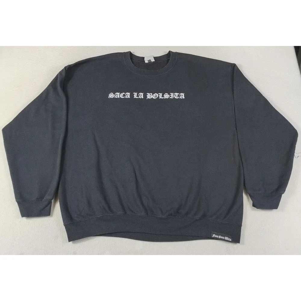 Foos Gone Wild Sweatshirt Mens XL Black Fleece Crewneck Saca La Bolsita Graphic